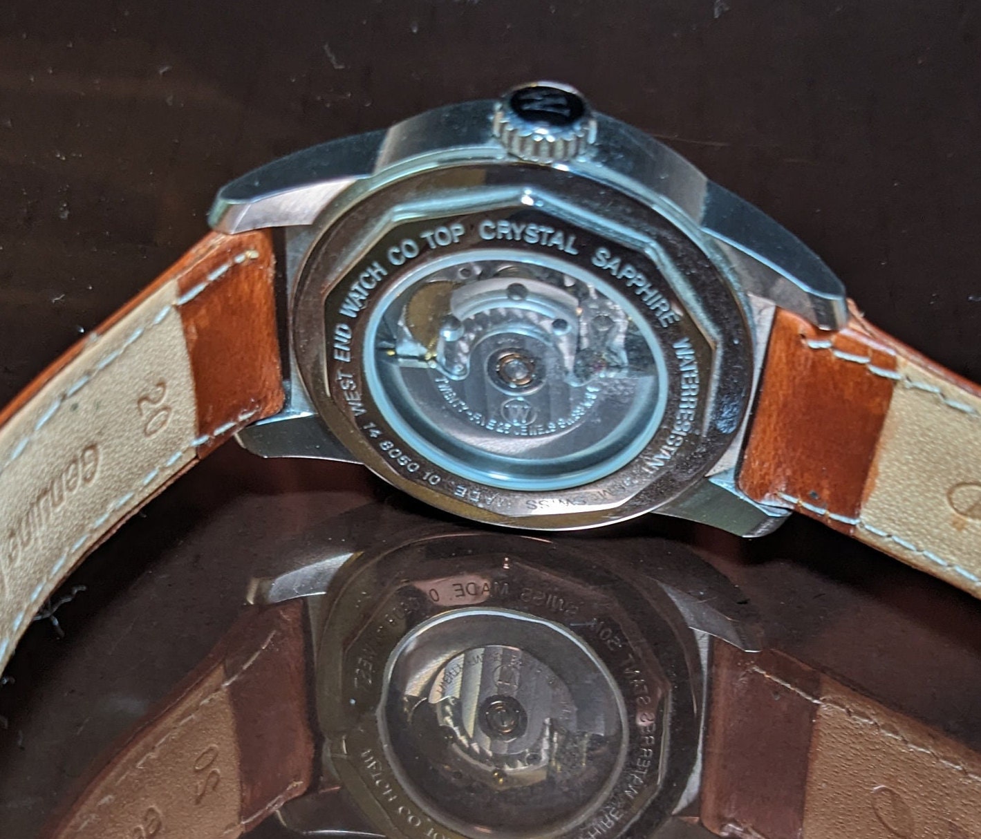 Rare in USA - Beautiful Blue West End Swiss Men's Watch - Swiss Auto movement with Date and Leather Band. Makes a Great Luxury Gift