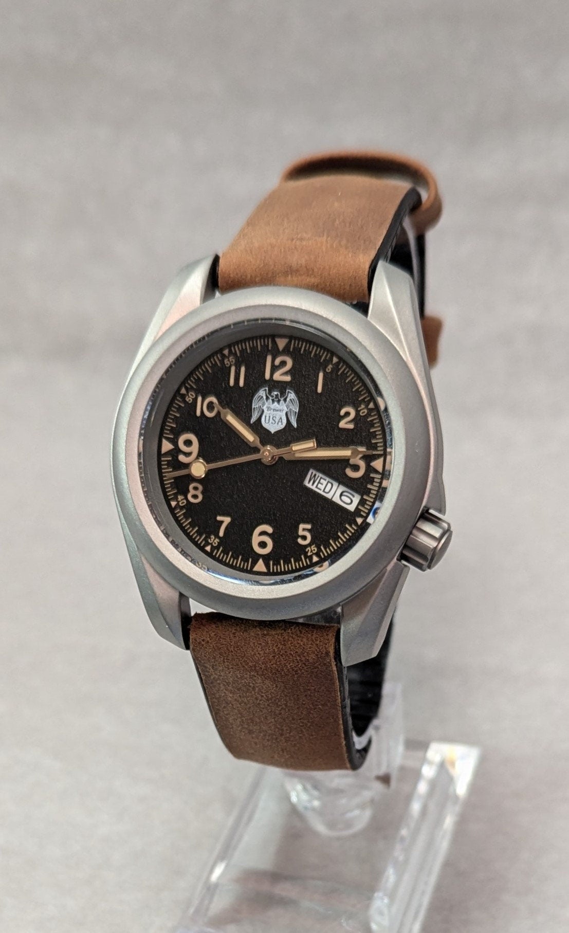 NEW Model 1927 Men's Watch from Sphinx Watch - Black Dial - 24 Jewel Seiko Auto Movement Brushed Steel Case and Barton Watch Band - Retro