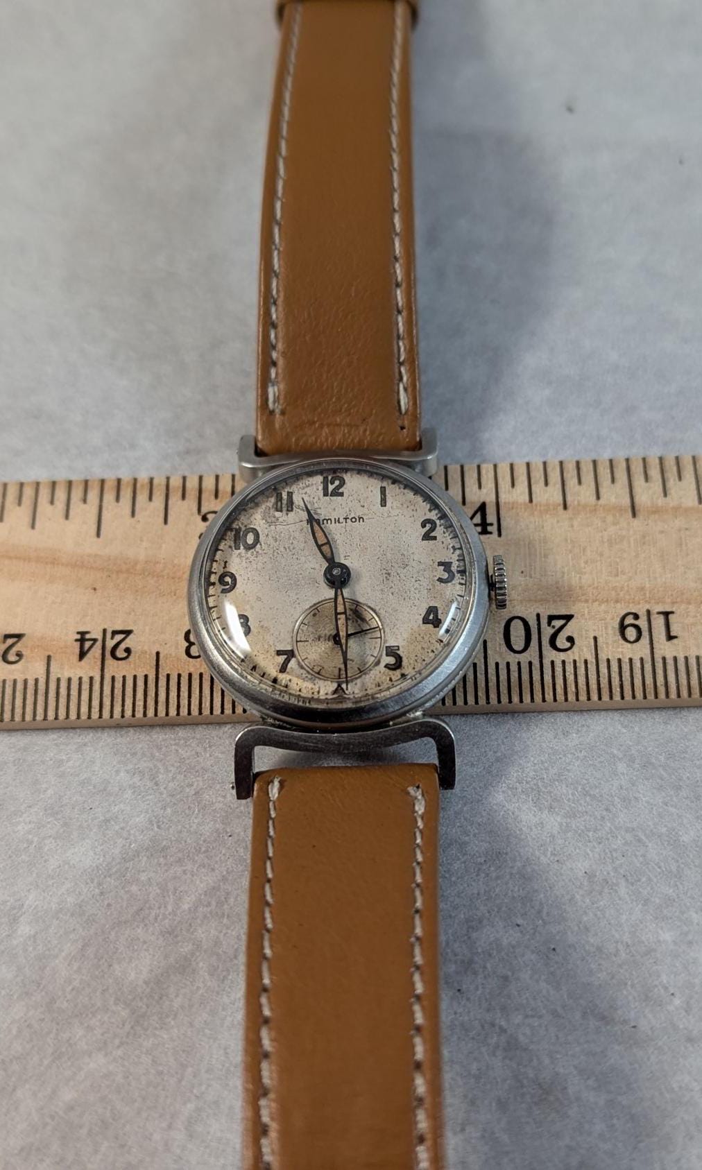 Wonderful Rare Antique 1949 Hamilton Clinton Watch 17 Jewel USA Movement with Great Stylish Mid Century Design - Working Smaller Men's Size