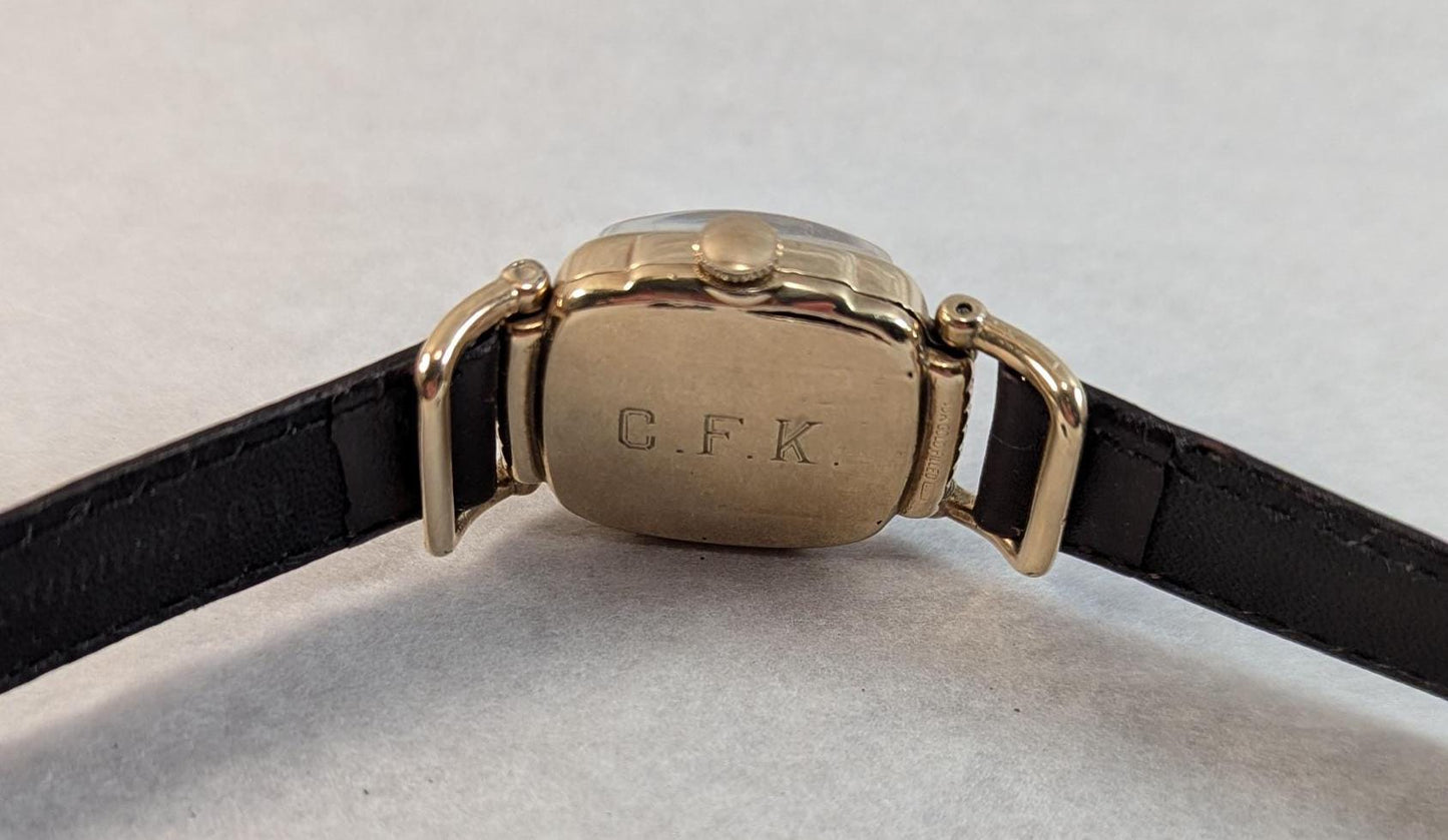 1940 Hamilton Russel Art Deco Watch: 10KT Gold Filled, 17 Jewel Movement