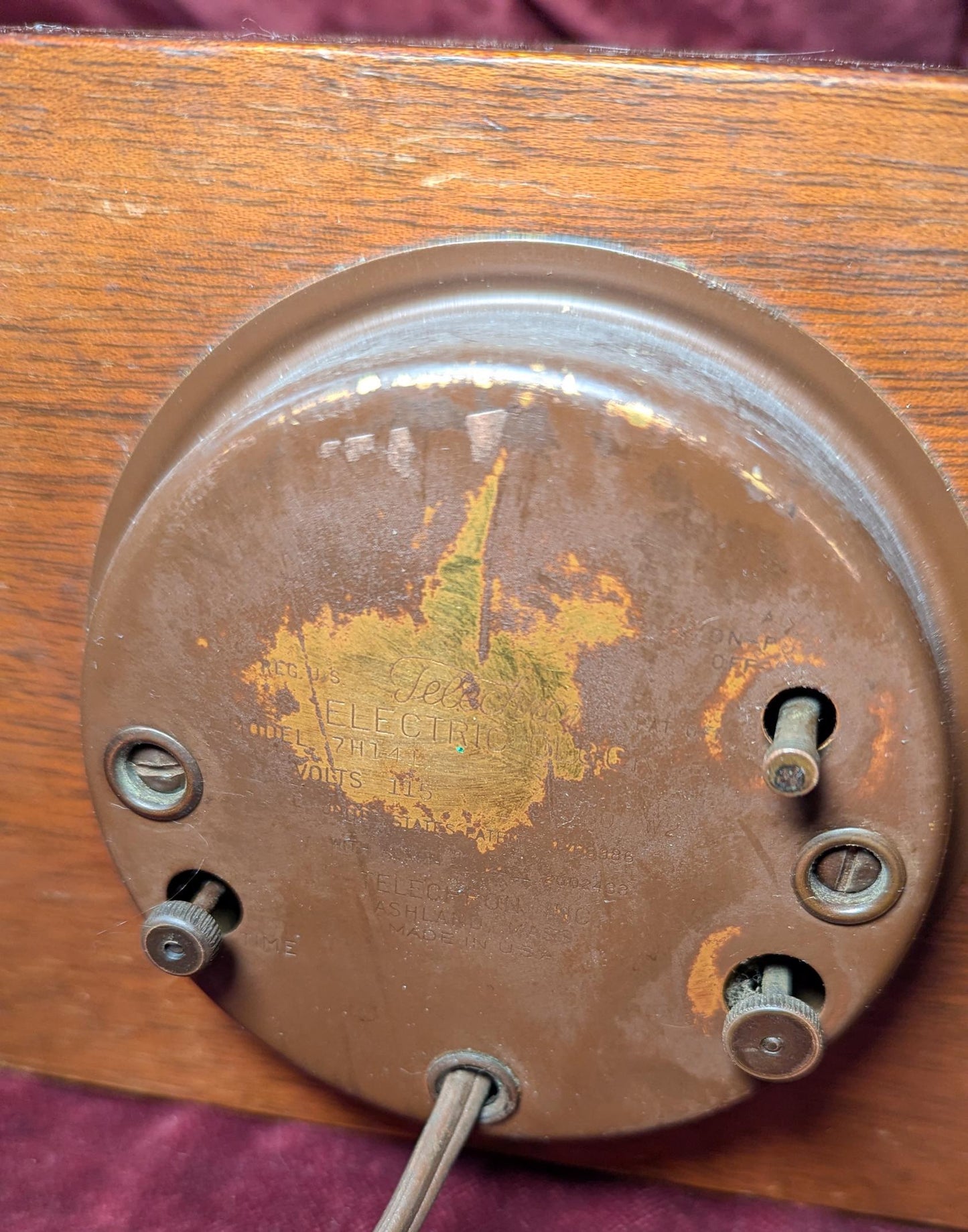 Charming 1940s Telechron Airlux Clock Mahogany Case Retro Design Working