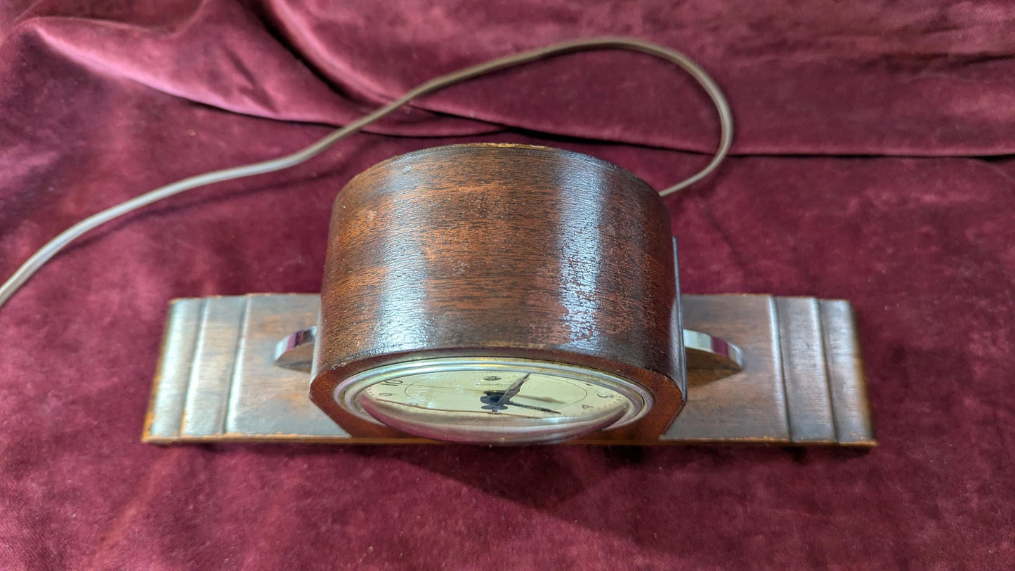 Vintage Art Deco Telechron Electric Working Mantle Clock 1930s Mahogany