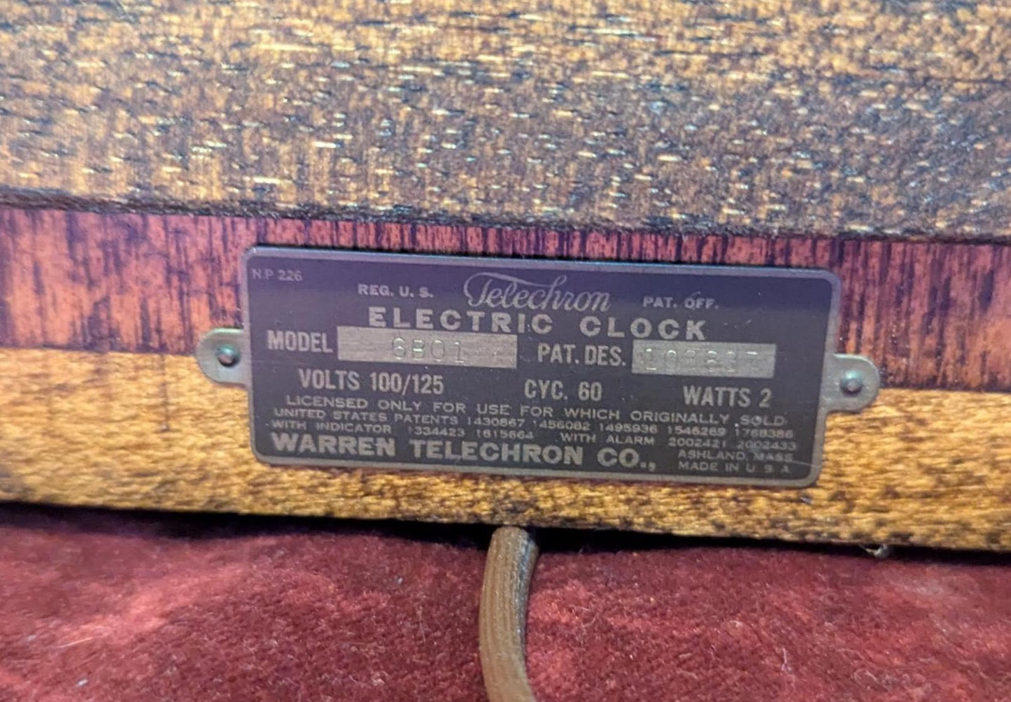 1930s Telechron Jubilee Clock: Refinished Mahogany Electric Mantle Clock