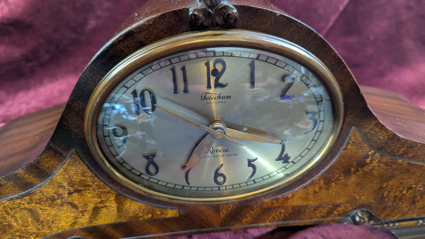 Vintage Revere Telechron Westminster Chime Mantle Clock - Mahogany Case