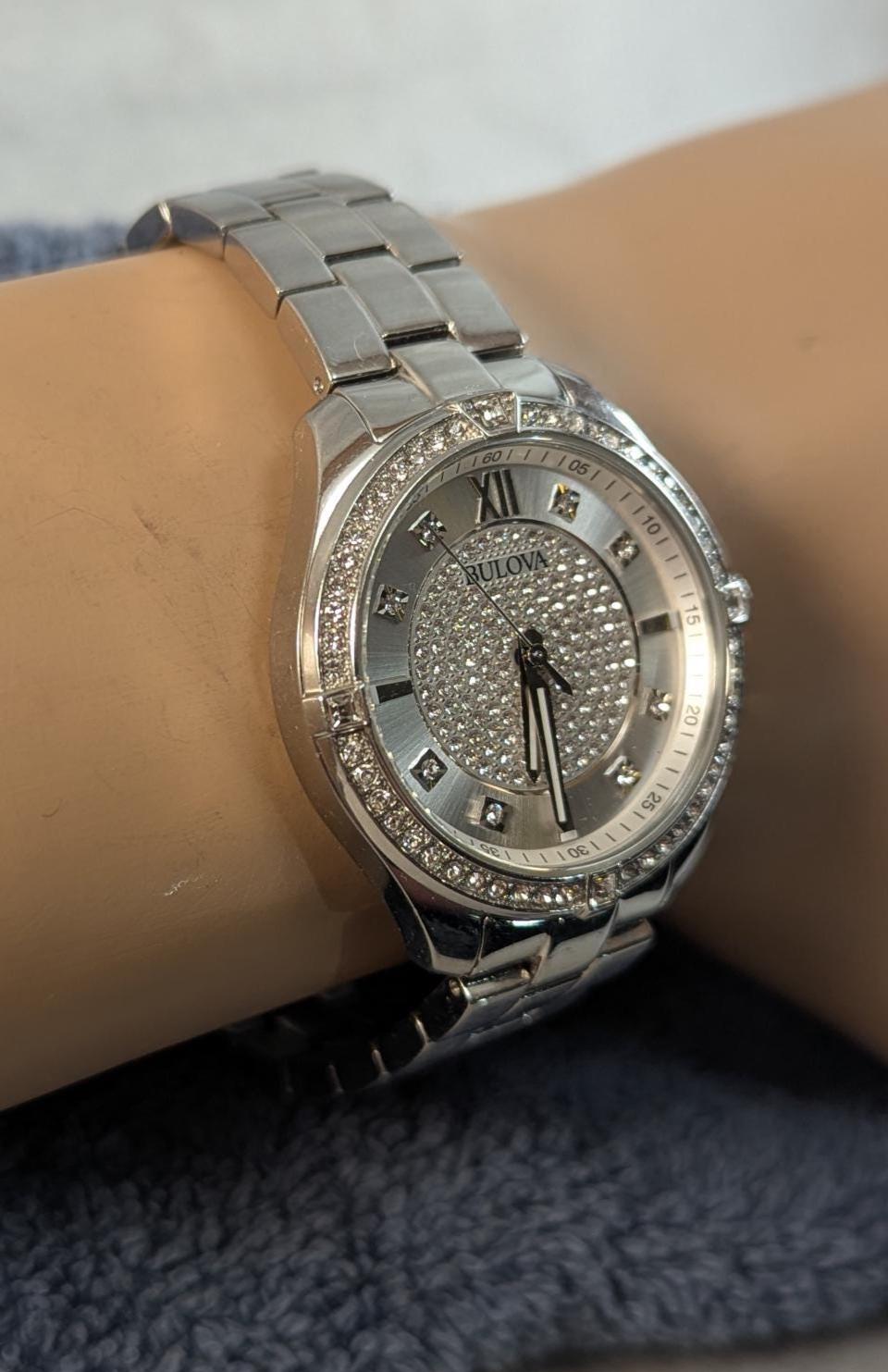 Wonderful Bulova Women's Watch Model 96L236 Crystal Accent Bezel and Crystal Filled Dial - New Battery Quartz Movement Stainless Steel Case