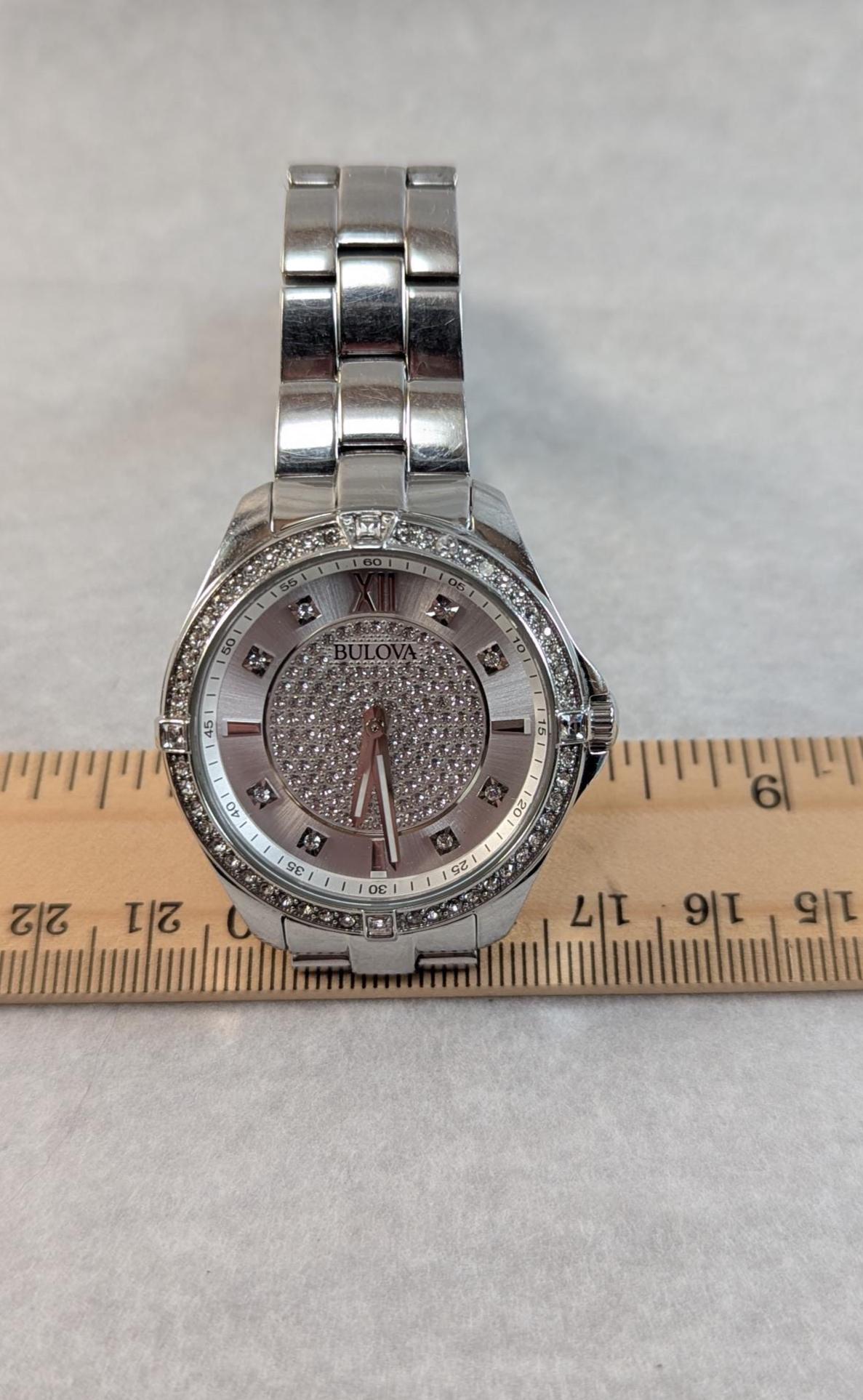 Wonderful Bulova Women's Watch Model 96L236 Crystal Accent Bezel and Crystal Filled Dial - New Battery Quartz Movement Stainless Steel Case