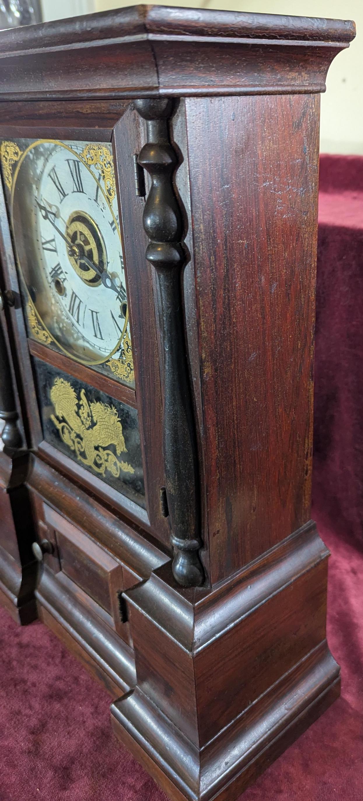 Antique ca 1862 Atkins "London" Rosewood Shelf Clock 8-Day Movement and Chime