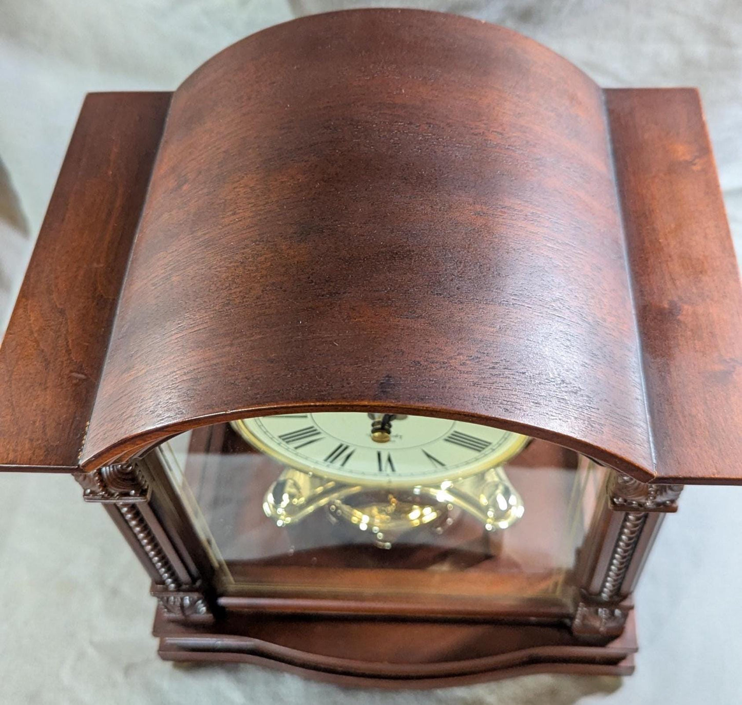 Bulova B1987 Bardwell Walnut Mantle Clock - Three Chimes and Pendulum