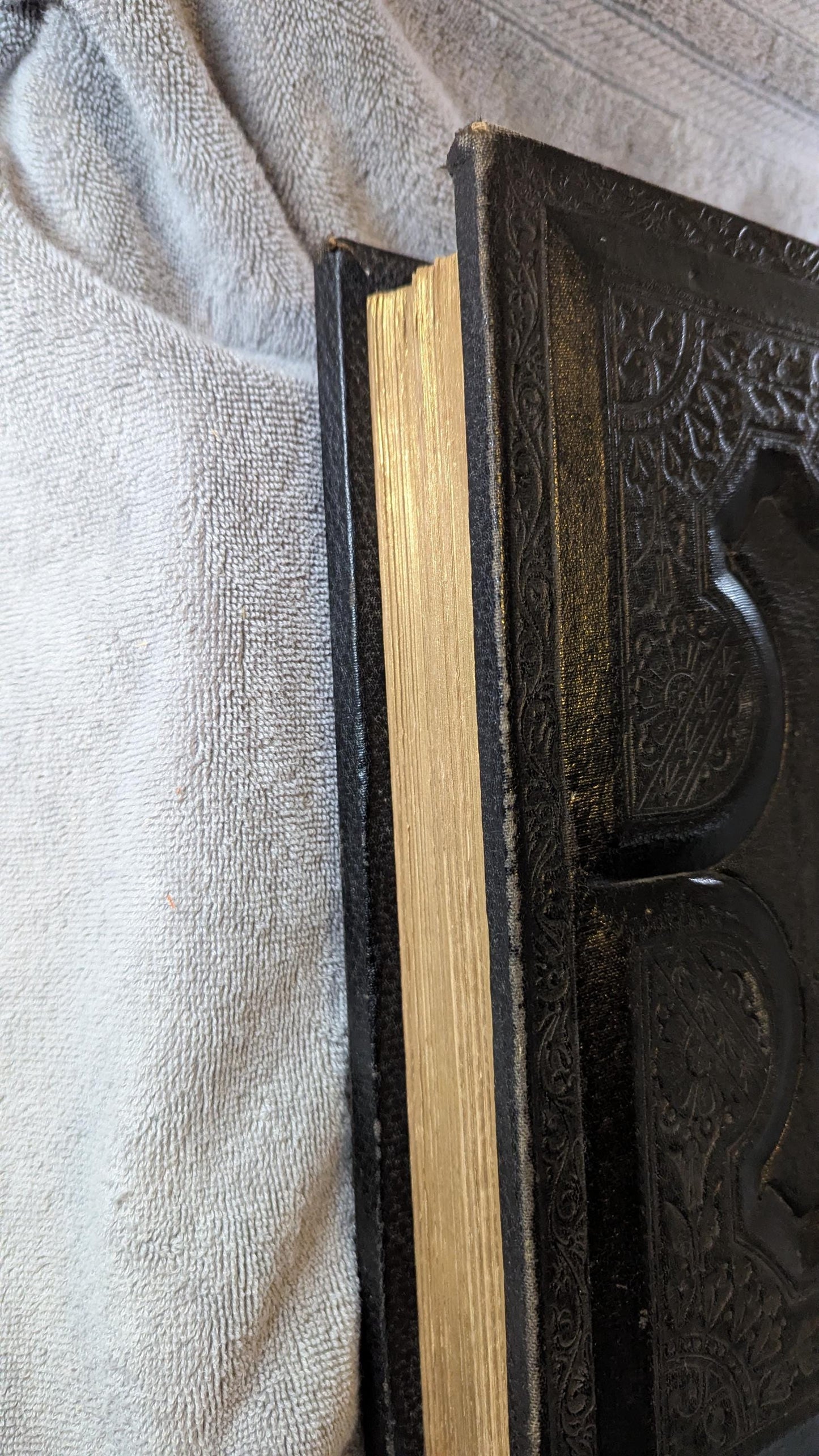 Antique Holy Bible Holman Edition ca 1910 Large Embossed Split Leather Cover with Dictionary