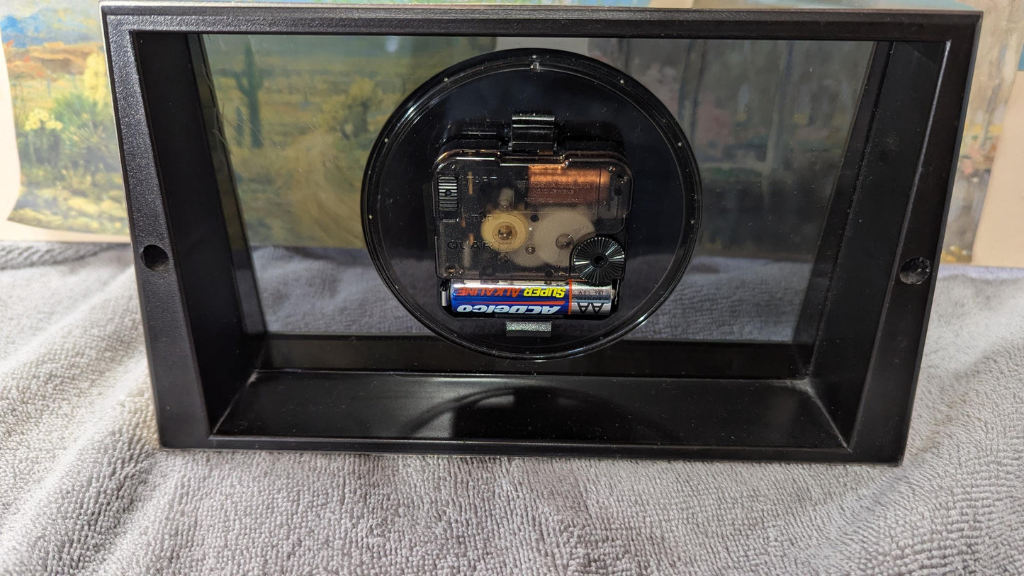 Vintage Seiko Desk/Mantle Clock ca1980s Gold Tone Smoke Tinted Glass