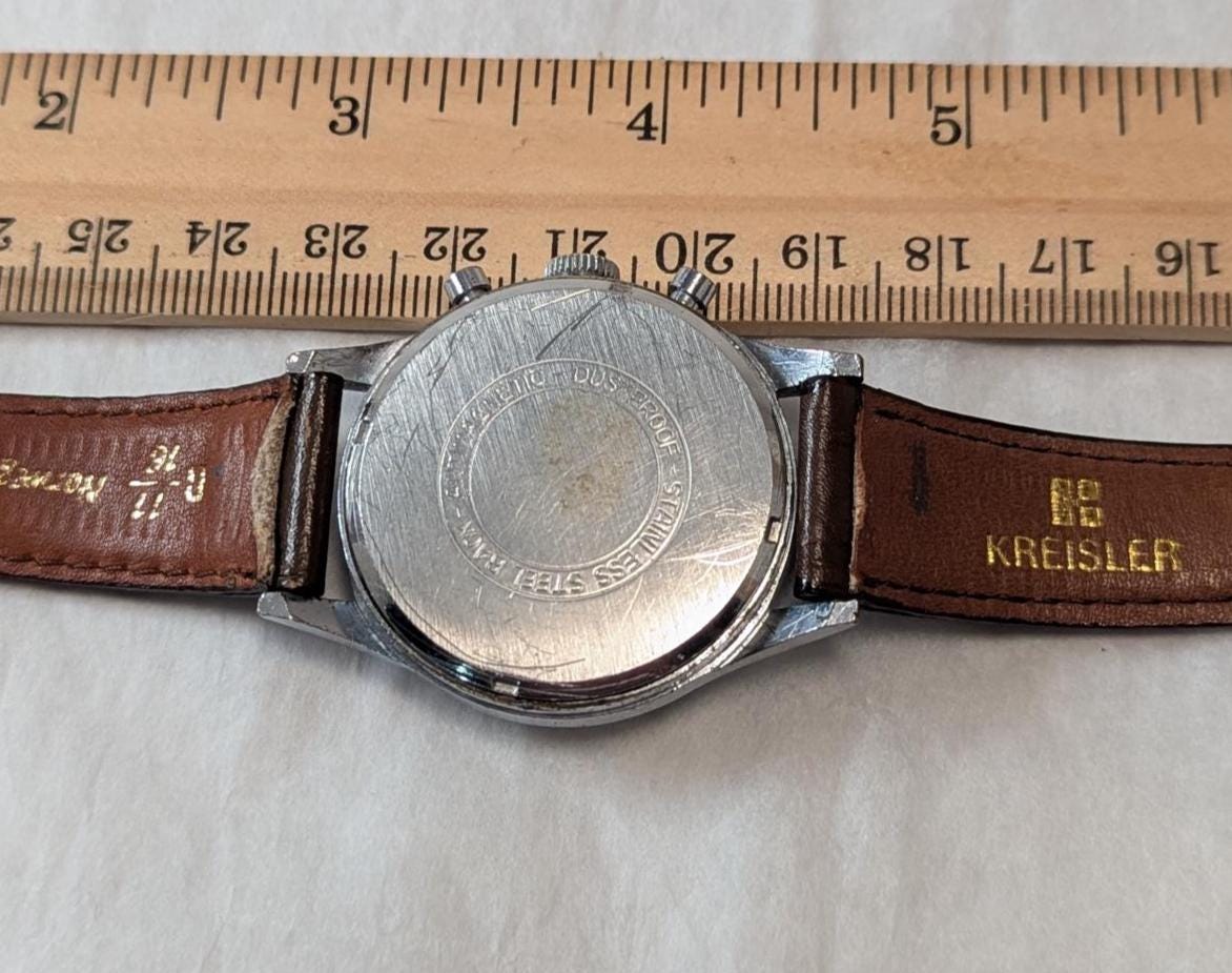 Working 1960s Lausanne Chronograph Men's Watch Venus 188 Swiss 17 Jewel Movement Cream Dial