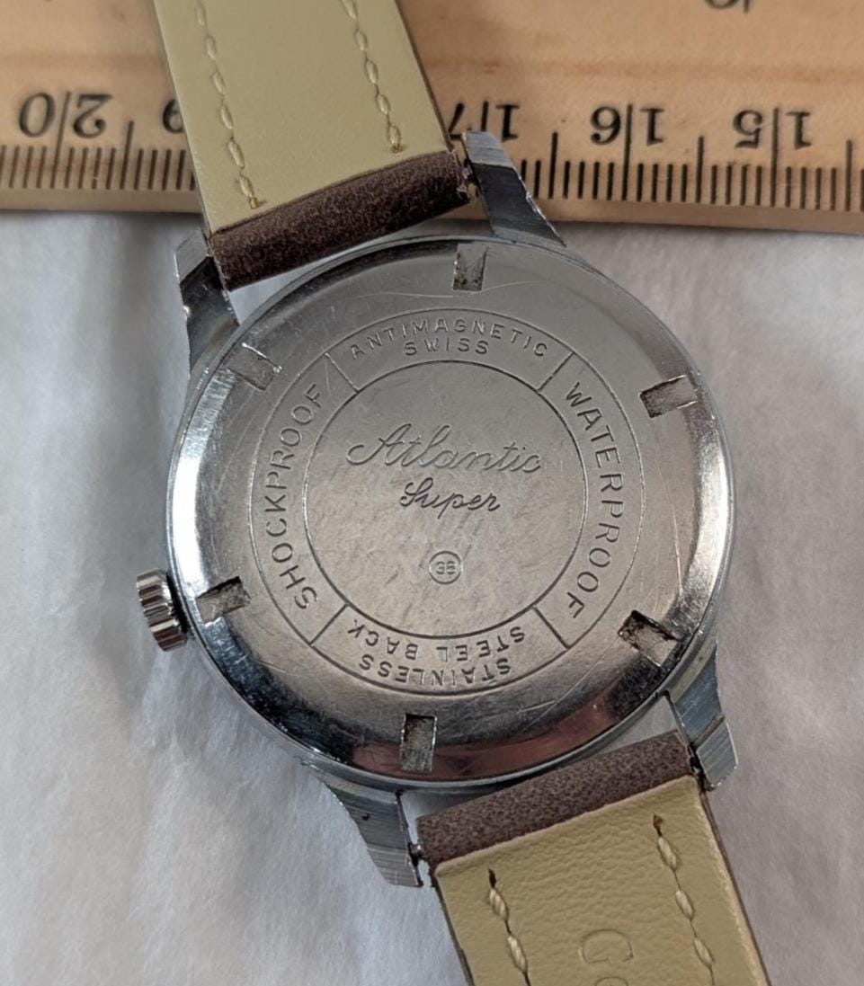 1960s Atlantic Super Swiss Men's Watch Retro Style New Band Manual Wind