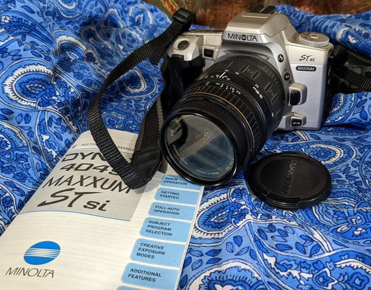 Vintage Minolta STsi Maxxum Camera with Quantaray 28-80mm AF Lens - Nice Working Film Camera Kit with original manual & Free shipping!