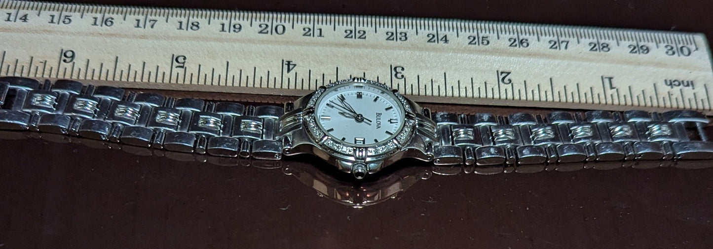 Bulova Women's Mother of Pearl Dial Crystal Watch 96L191