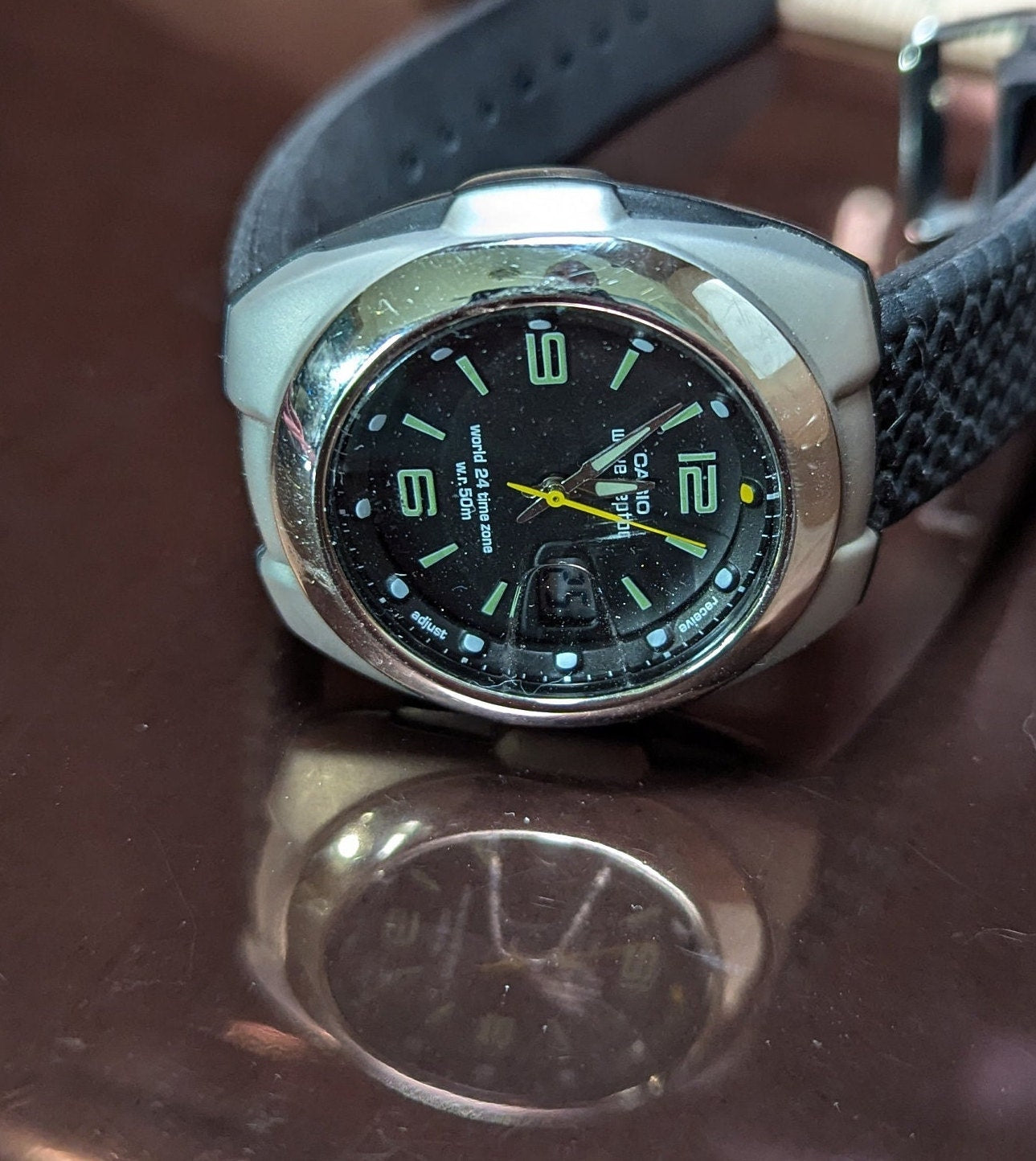 Casio Wave Ceptor Atomic Time Men's Watch World Time Zones, Rubber Strap