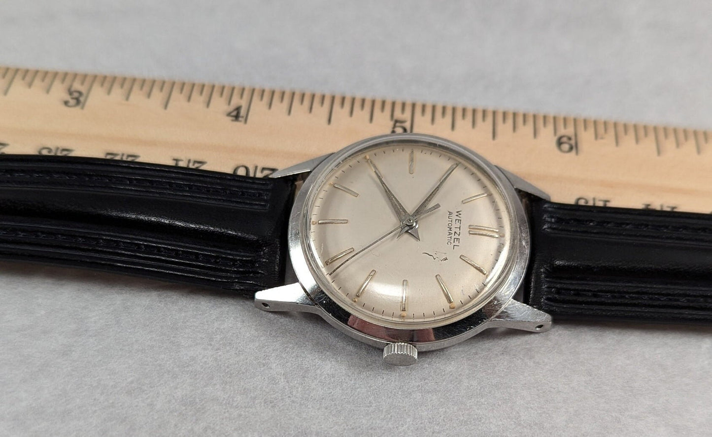 Vintage 1960s Wetzel Automatic Men's Watch - Swiss Movement in a Stylish Retro 60s Design - Working Dress/Casual Watch w/ New Band