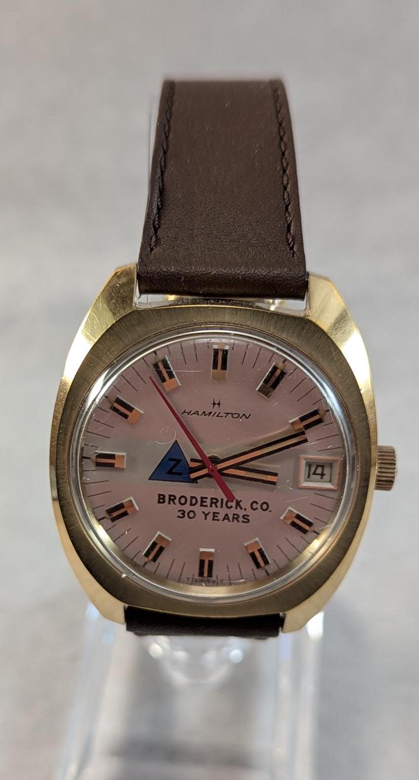 Vintage 1970s Hamilton Electronic Watch: Swiss Hybrid Movement, Retro Logo Design