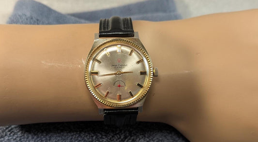 Cool Vintage 1970s Jean Cardot Men's Watch - 17 Jewel Swiss Movement Unique Small Second Hand  Stylish Retro 70s Design - Working and Unique