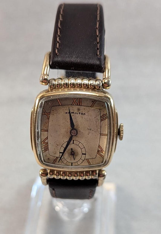 Awsome Rare Antique 1940 Hamilton Russel Model Watch 17 Jewel USA Movement with Great Stylish Art Deco Design Working (Smaller Men's Size)