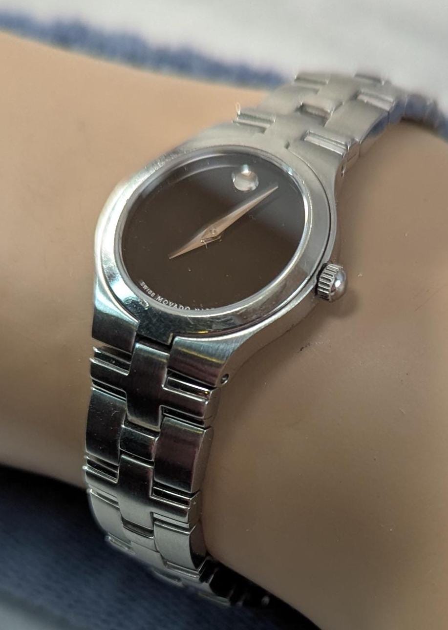 Awesome Movado Concerto Ladies Watch Ladies Watch - Model 84E41844 Dial with Crystals Accents on Bezel Dial - Working with New Battery