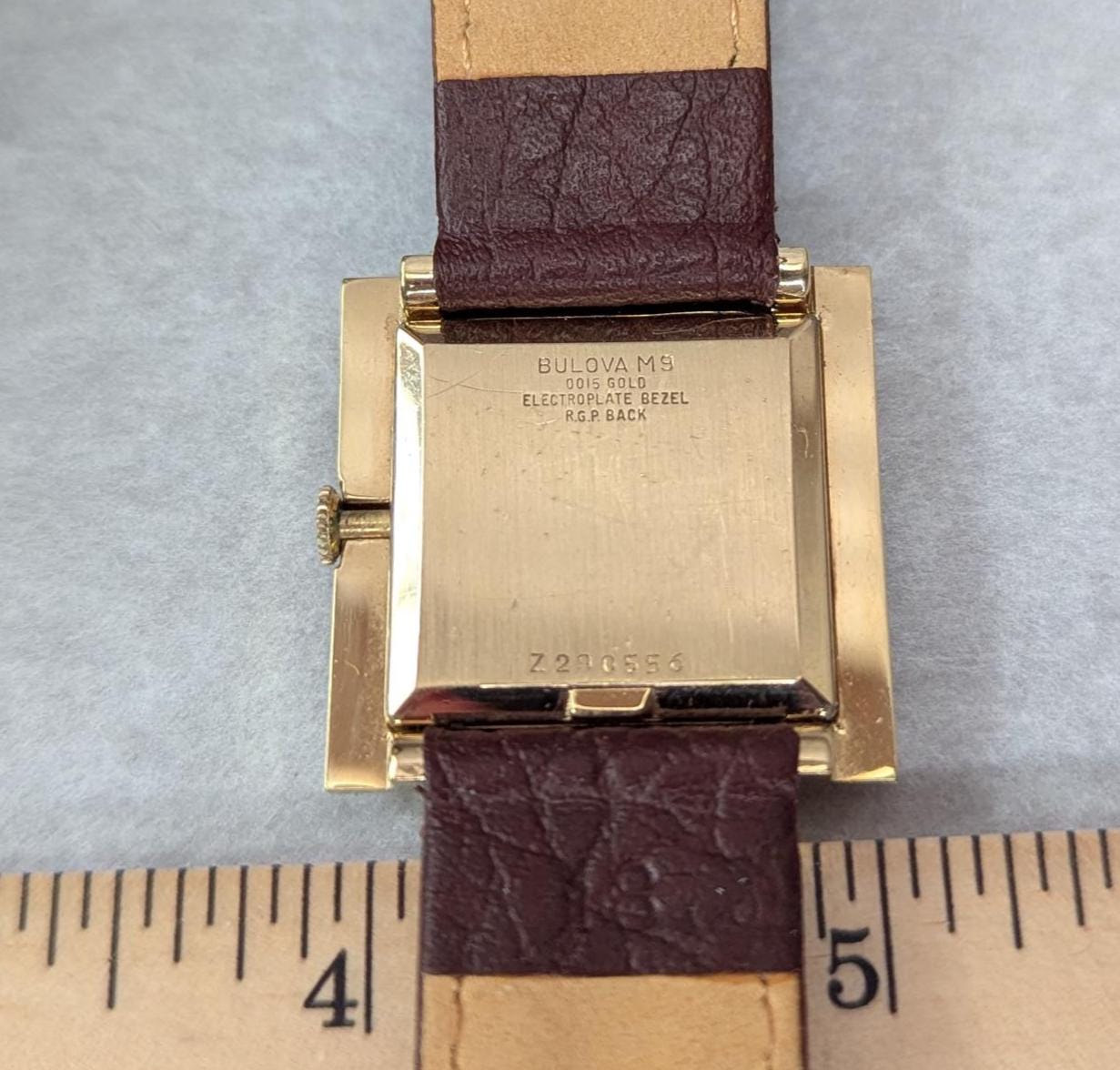 Rare 1969 Bulova President Square Watch – Gold Tone, Leather Band, Swiss Movement