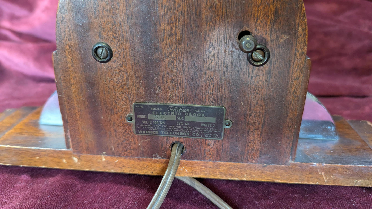Vintage Telechron Electric Mantle Clock: 1930s Mahogany Commonwealth Model