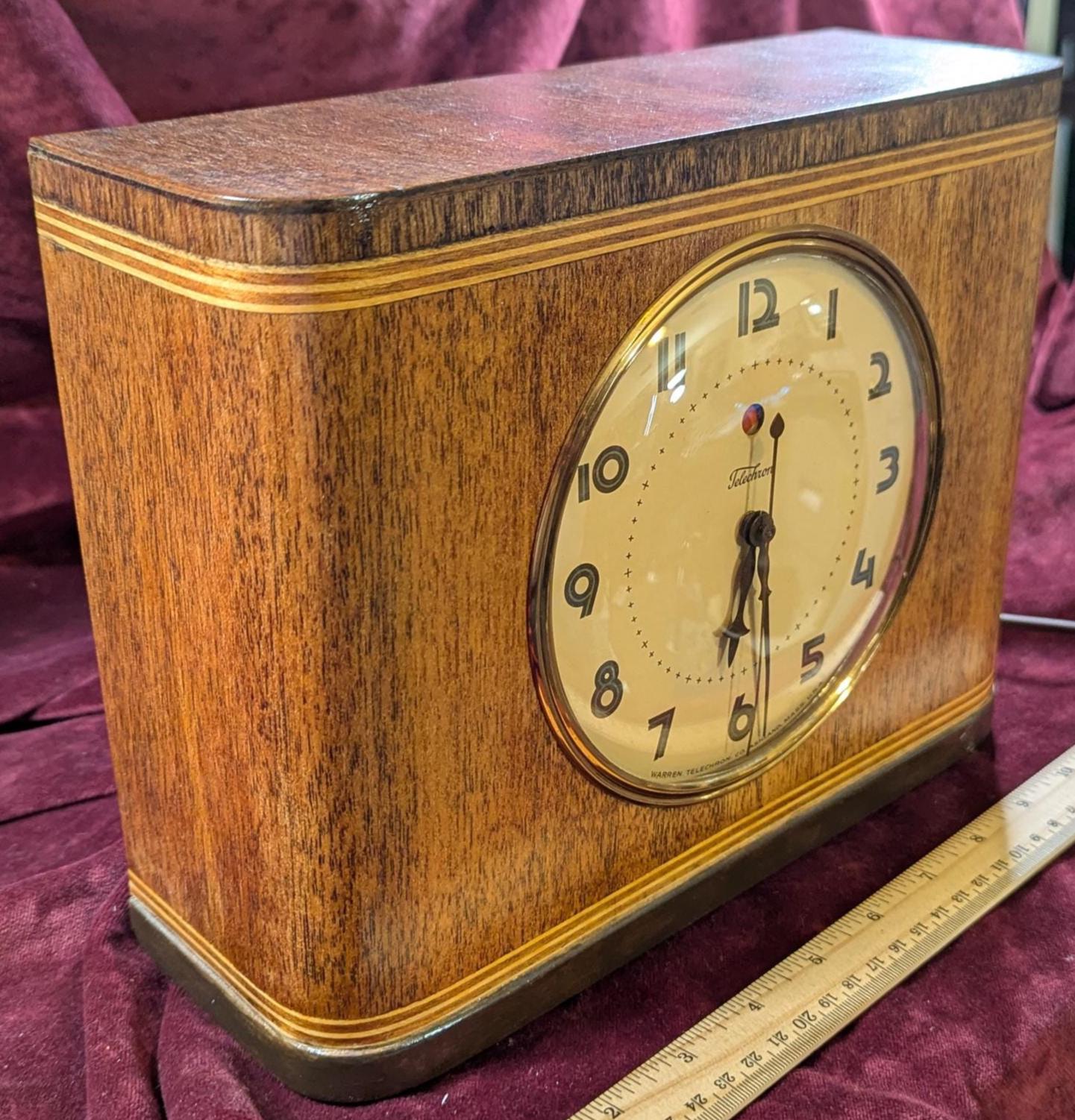 1930s Telechron Jubilee Clock: Refinished Mahogany Electric Mantle Clock