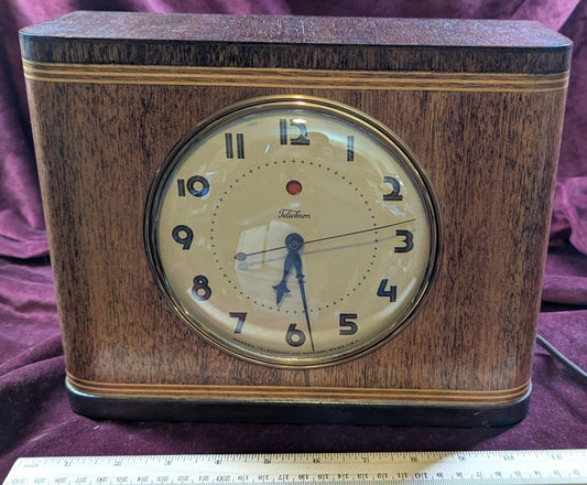 1930s Telechron Jubilee Clock: Refinished Mahogany Electric Mantle Clock
