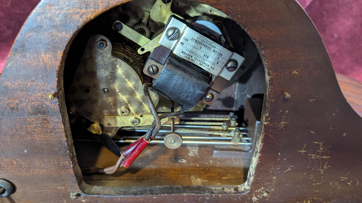 Vintage Revere Telechron Westminster Chime Mantle Clock - Mahogany Case