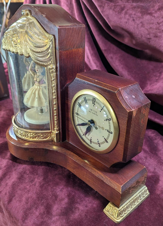 Vintage United Clock Corp Model 870 Dancing Figure 1950s Ballerina Electric Clock