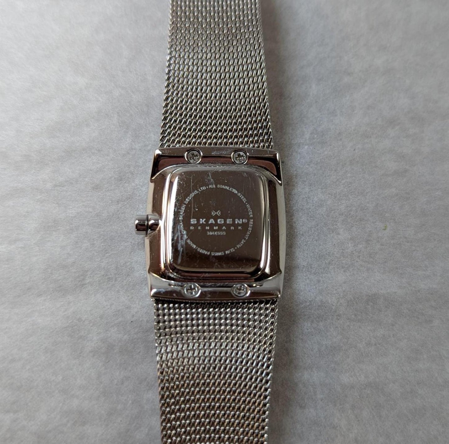 Skagen Mother of Pearl Crystal Watch: Stainless Steel Bracelet