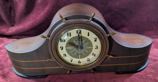 Vintage General Electric Mantle Clock: Retro 1930s Wood Case, Quartz Movement