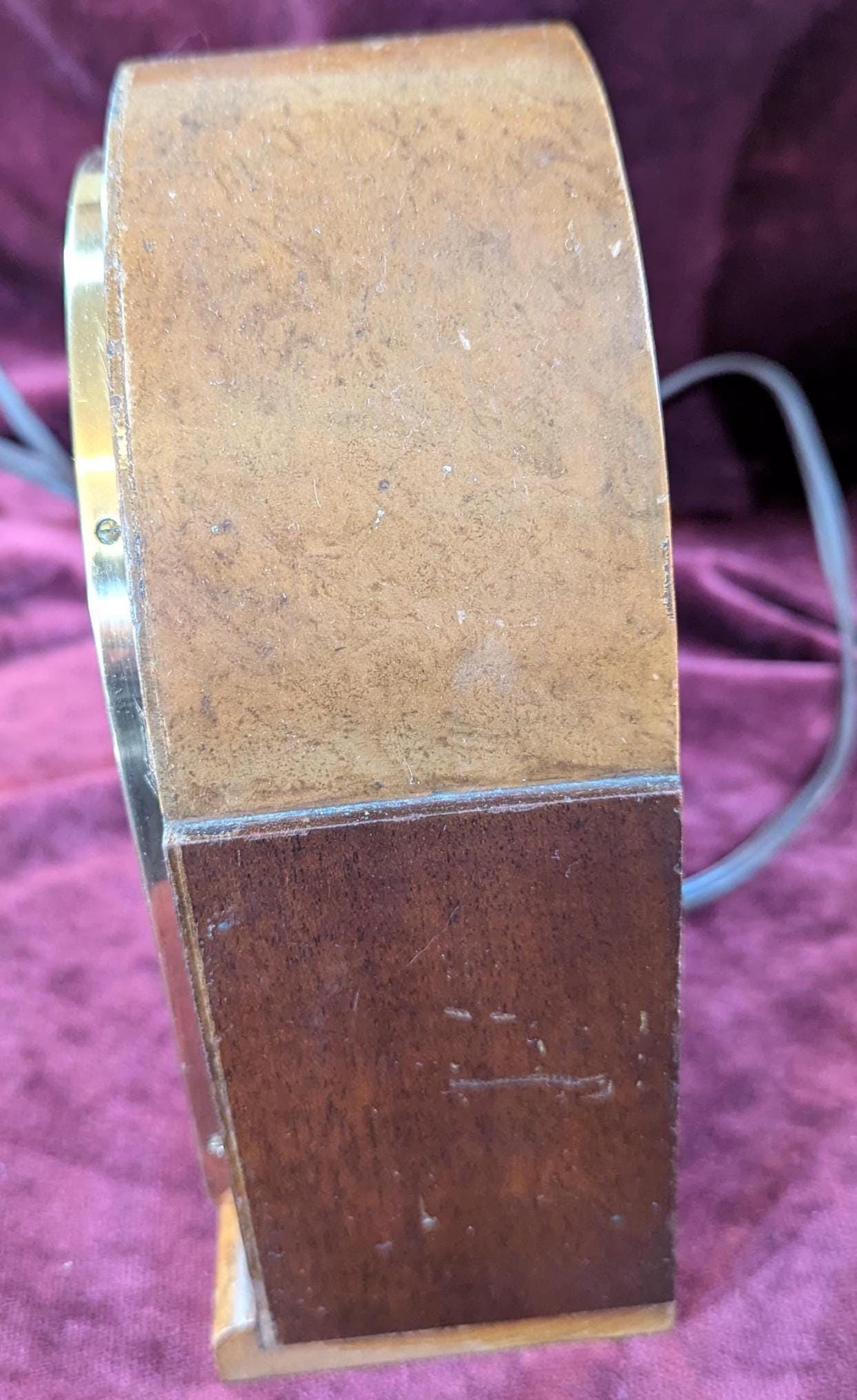 1930s Art Deco Telechron Electric Mantle Clock Mahogany & Maple "The Doric"