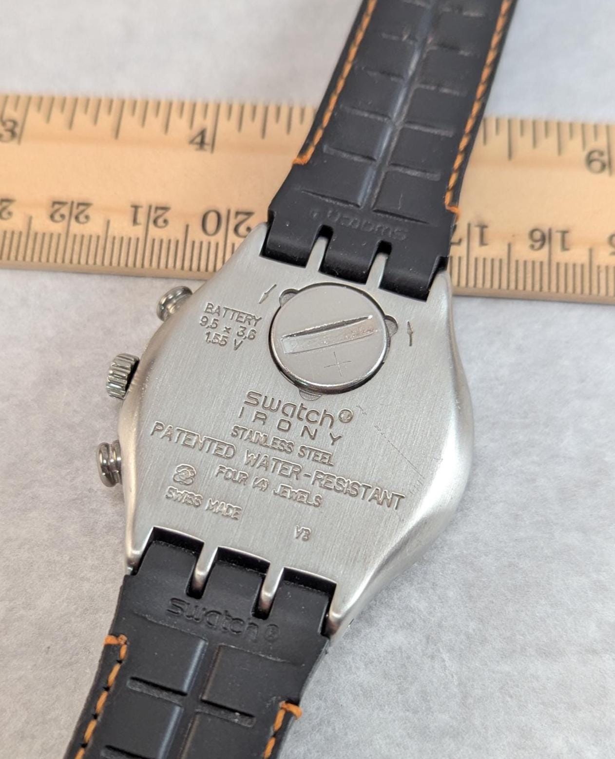 Vintage Swatch Irony Chronograph Watch: Swiss Made Fine Steel, New Battery