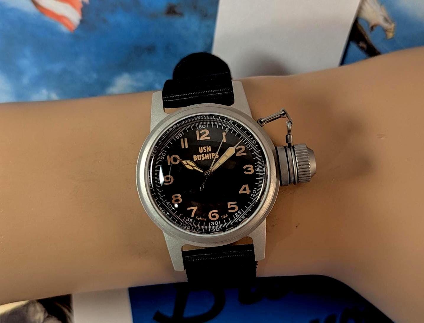 Sphinx USN BUSHIPS Style Automatic Watch: 24 Jewel Seiko Movement