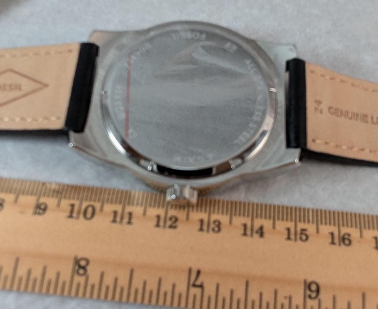 NWT Fossil Chronograph Watch BQ2334 Geoff Model Black Leather Strap, New Battery