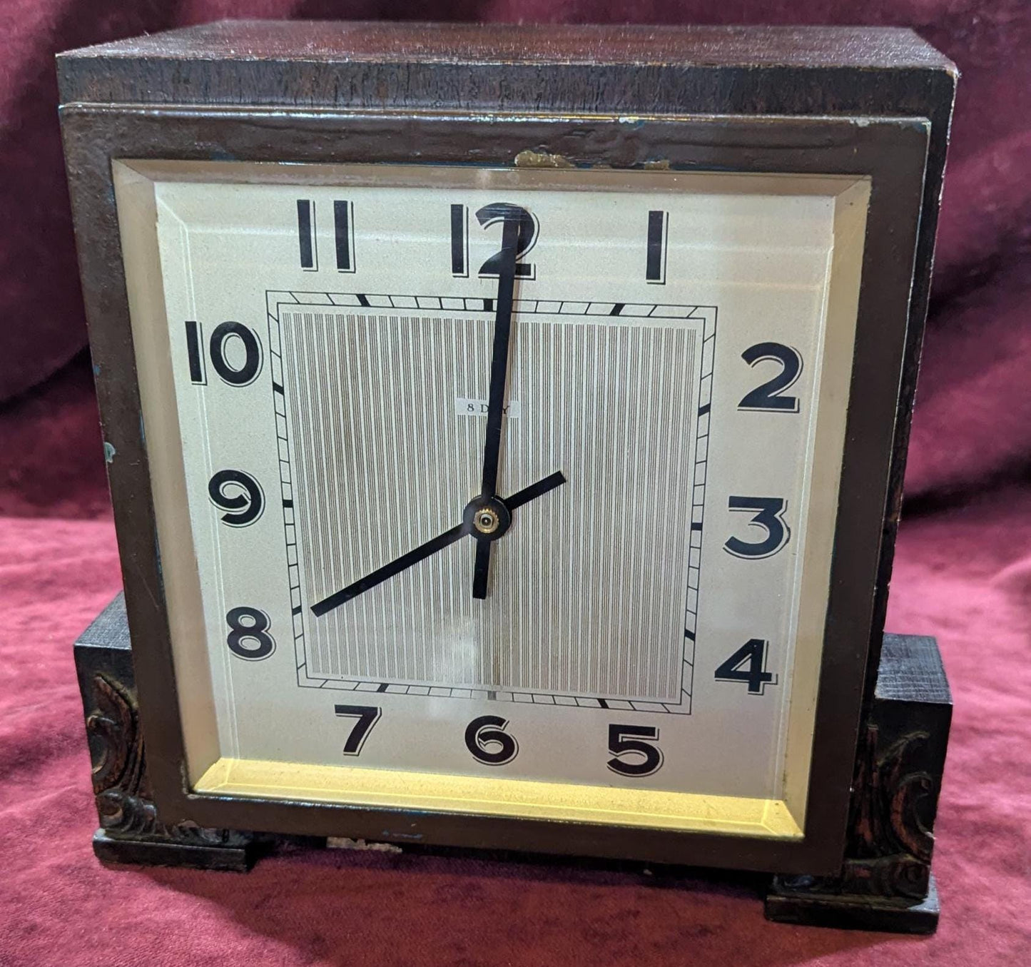 Vintage Mantle Clock: 1940s British Retro Wood Style New Quartz Movement