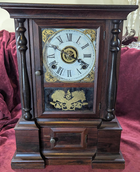Antique ca 1862 Atkins "London" Rosewood Shelf Clock 8-Day Movement and Chime