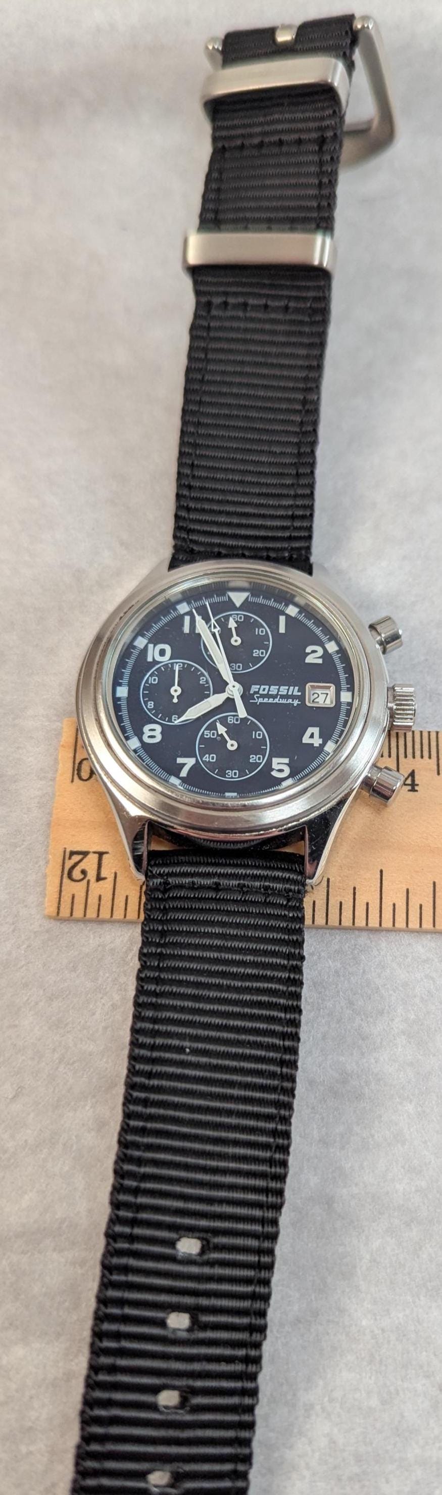 Fossil Speedway Chronograph Watch WB-4177: New Canvas Band, Lume Hands