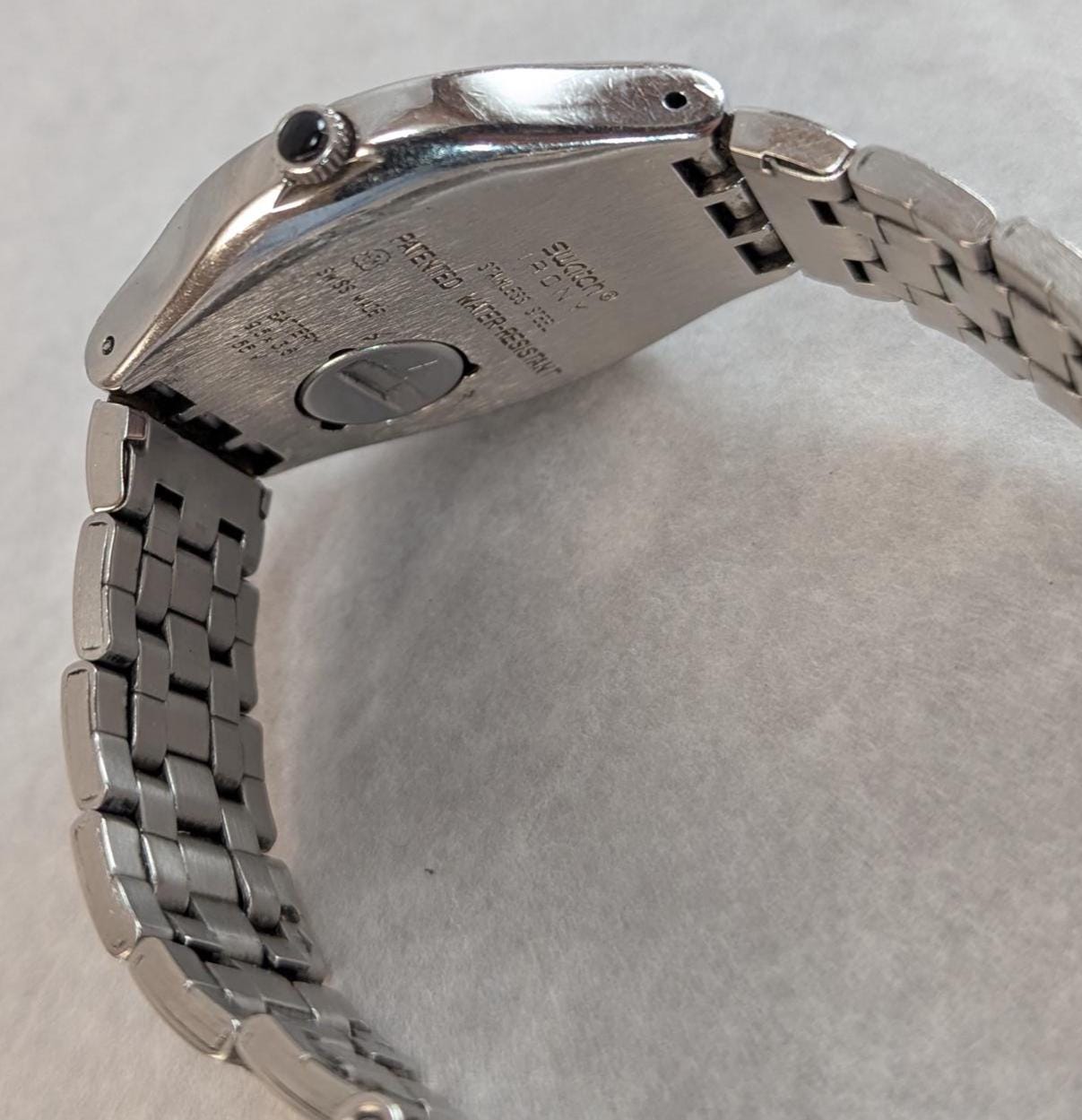 Vintage 1993 Swatch Irony Chronograph Watch: Swiss Stainless Steel, Blue Dial