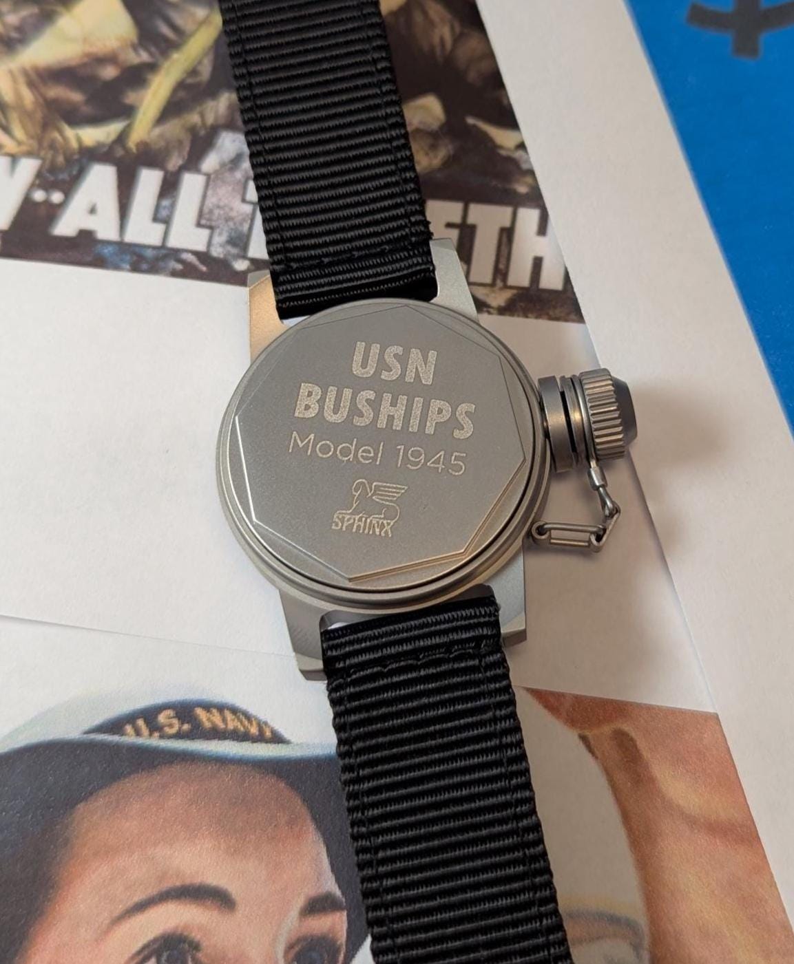 Sphinx USN BUSHIPS Style Automatic Watch: 24 Jewel Seiko Movement