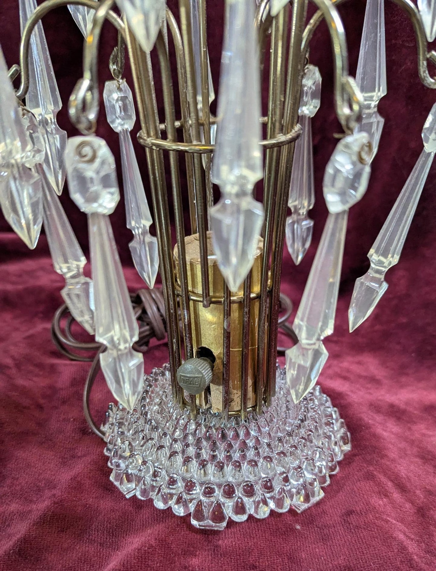 1940s Hollywood Regency Crystal Lucite Prisms Waterfall Table Lamps - 1 Pair