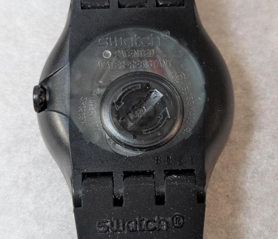 Vintage Swatch Day Date Watch Black Geometric Strap, 2007 'Living Swiss' Model