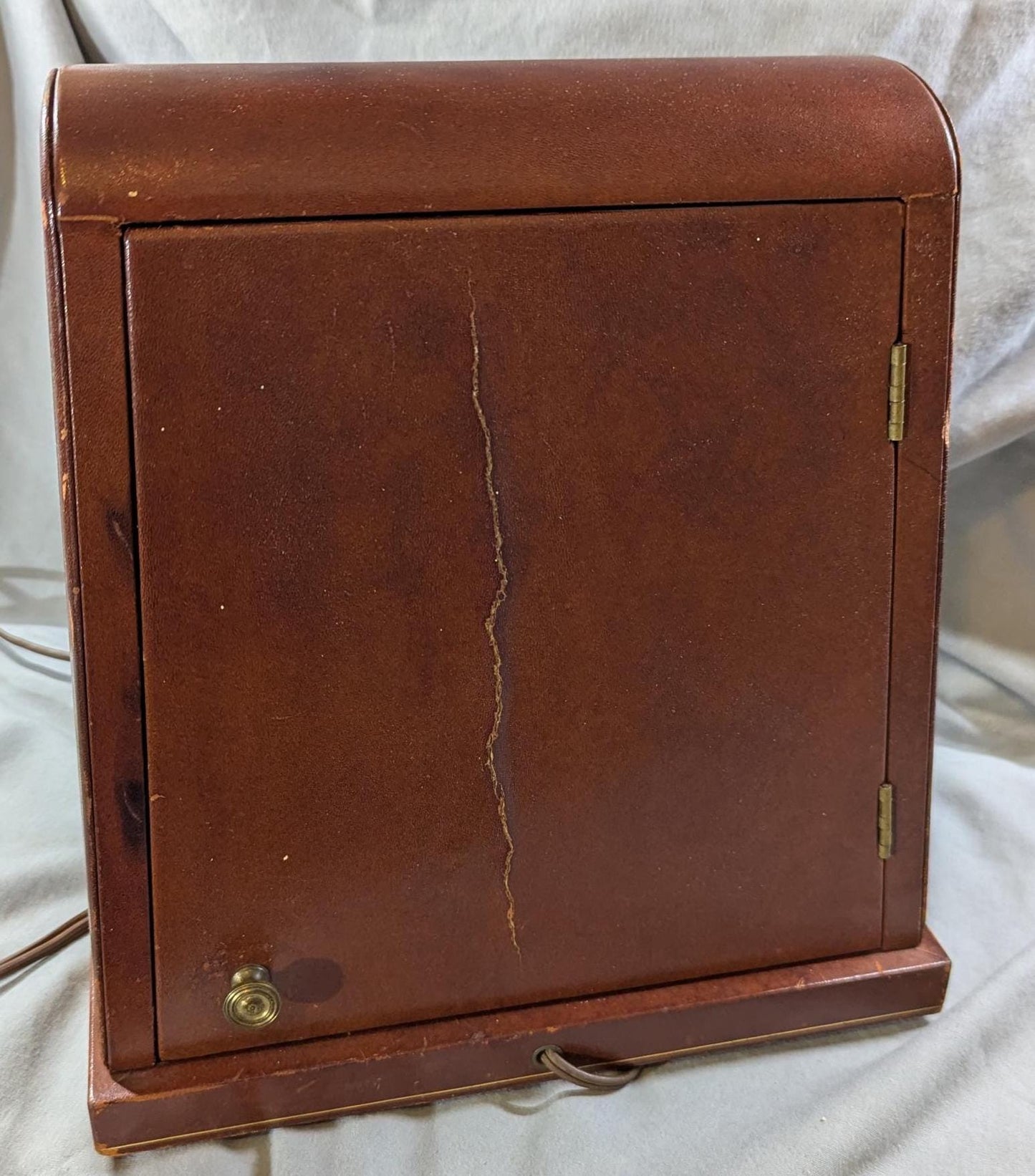 Vintage Kalex World Desk Clock 1950s Leather Covering