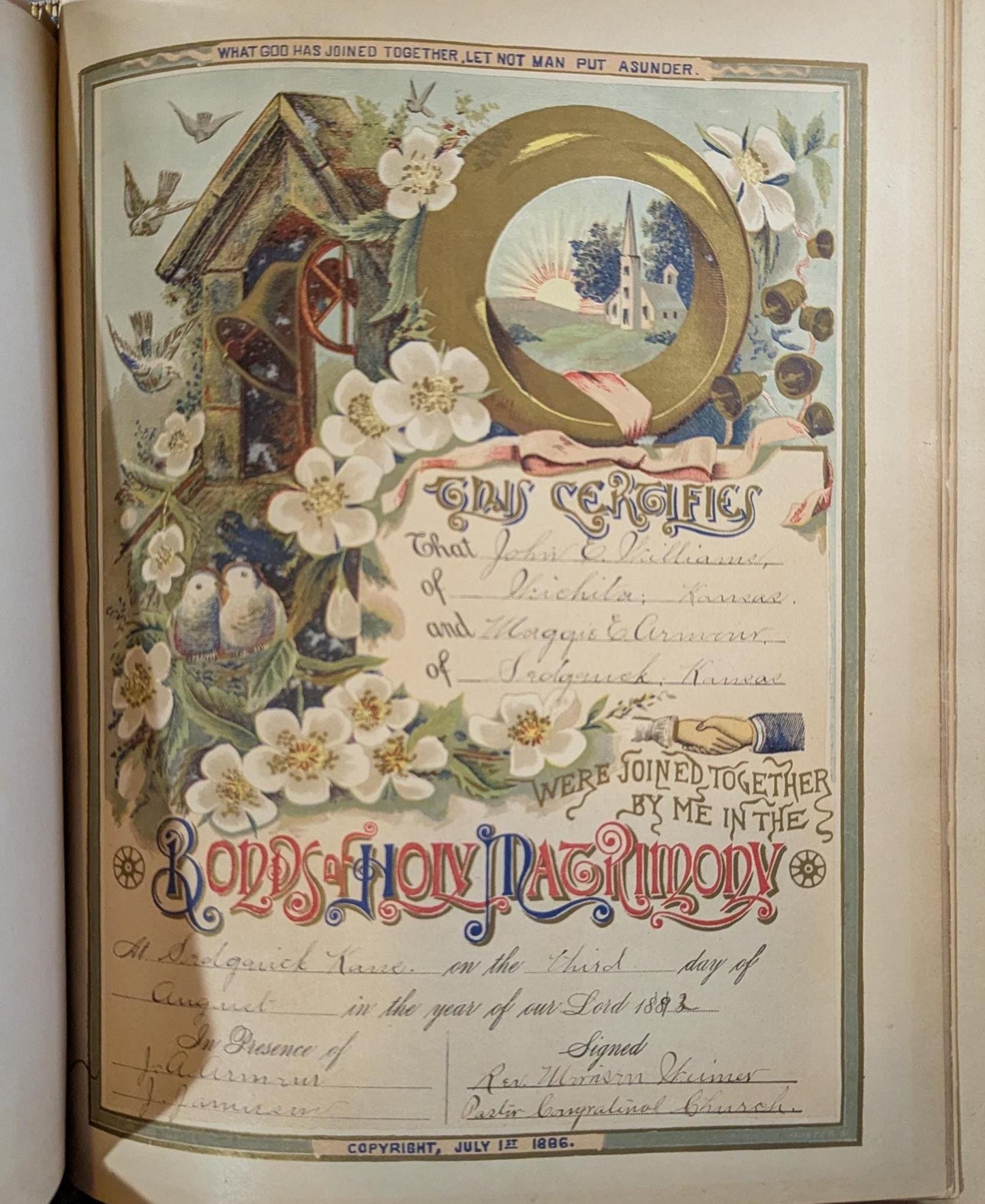 Antique Embossed Leather Holy Bible 1886 Clasps Illustrated Color Parallel Edition