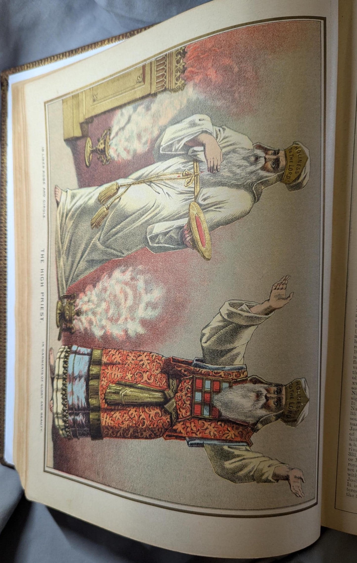 Antique 1887 Holy Bible  Parallel Edition Large Embossed Leather Cover, Color Illustrations