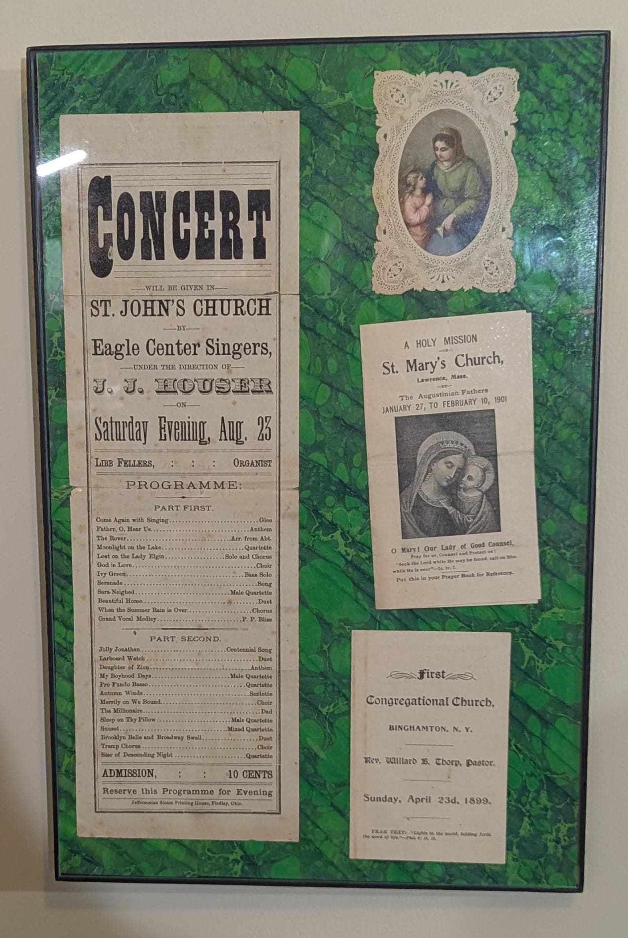 Framed Picture - Original Religious Paper Ephemera Gathered from Bibles - One of a Kind Item