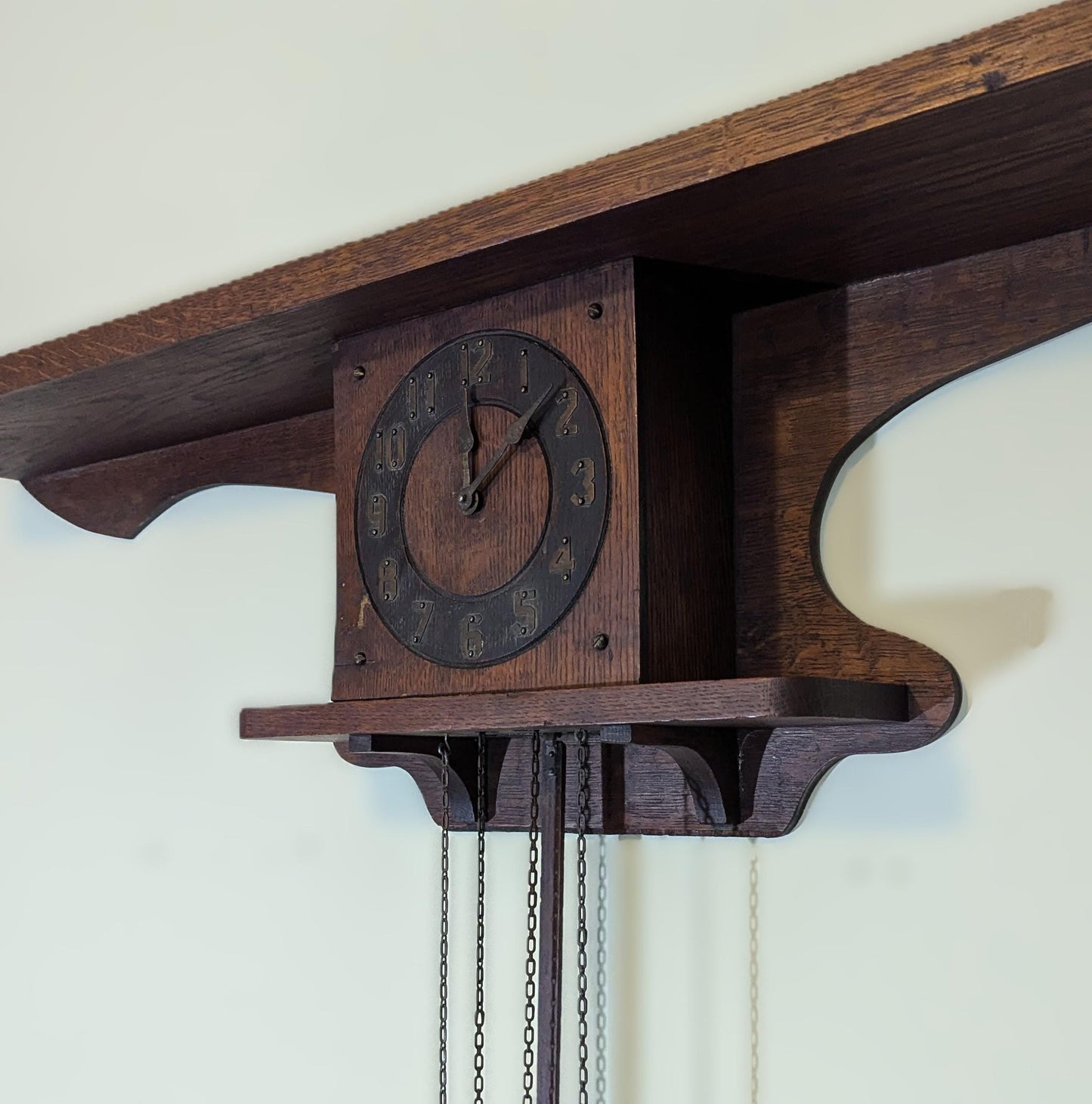 Rare Antique Mission Style Plate Shelf Clock, Monitor Clock Works Co., ca 1900