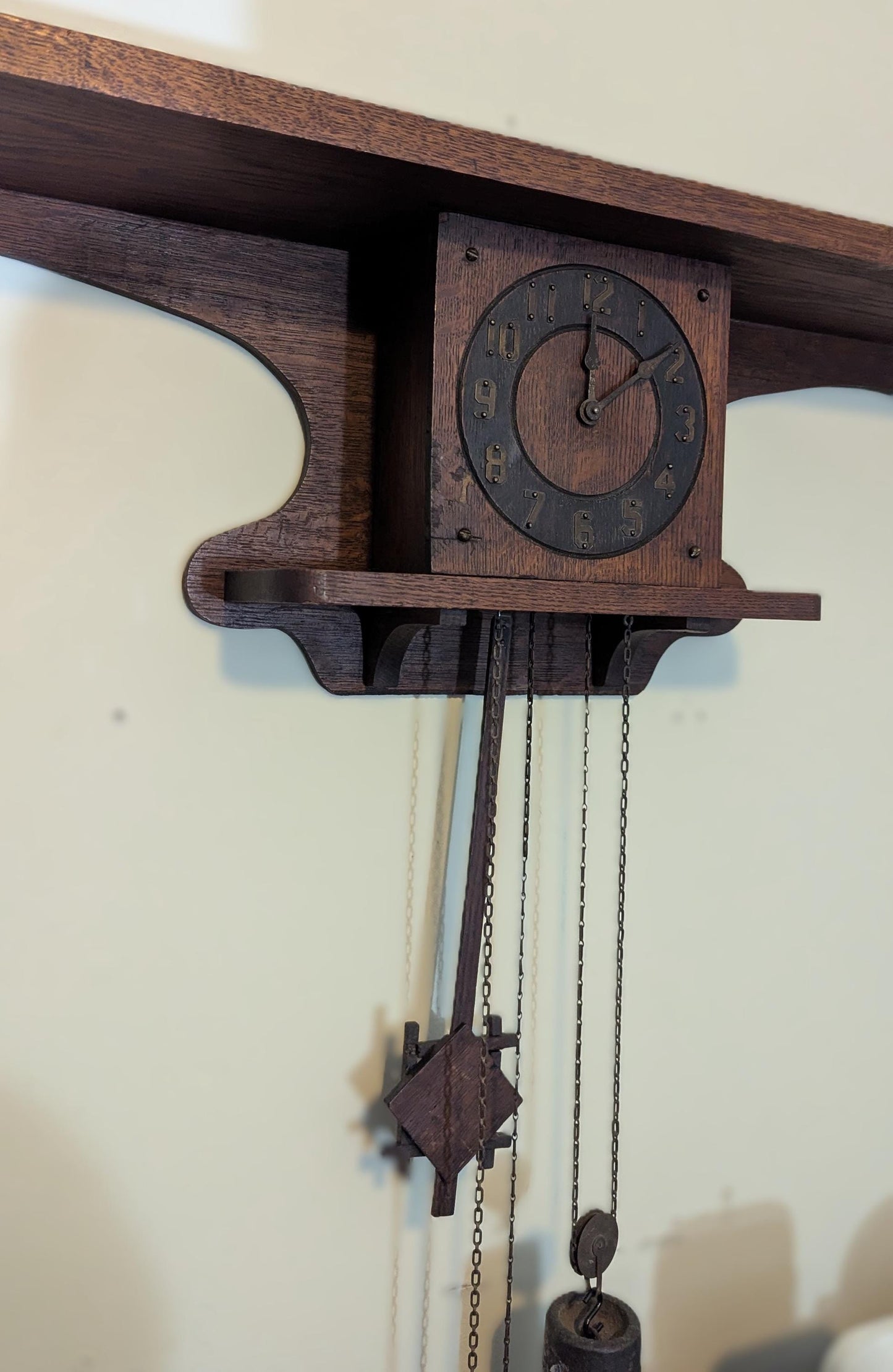 Rare Antique Mission Style Plate Shelf Clock, Monitor Clock Works Co., ca 1900