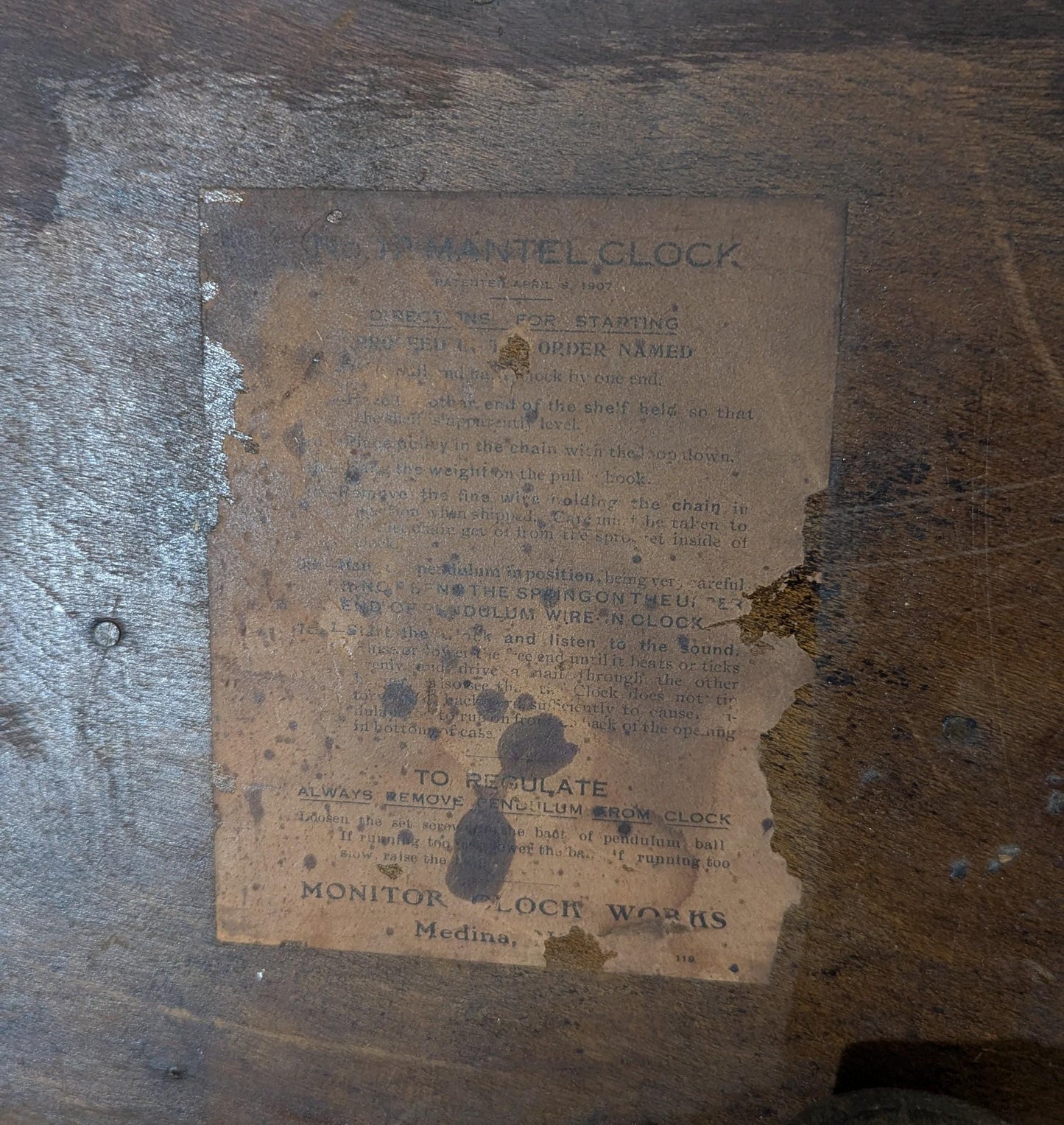 Rare Antique Mission Style Plate Shelf Clock, Monitor Clock Works Co., ca 1900